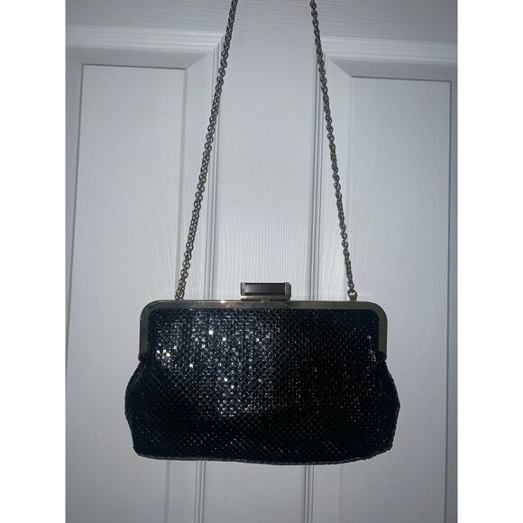 Jessica McClintock Vintage Black Sequin Evening Bag Cocktail Clutch Shoulder Bag - Picture 2 of 8
